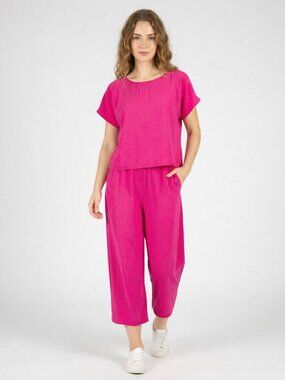 Flowy 2 Piece Set Short Sleeve Top and Wide Leg Pants